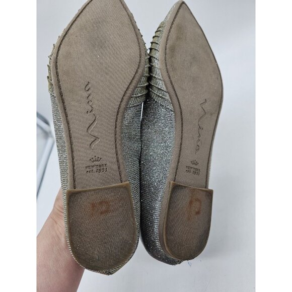 Nina Silver Gold Shimmer Pointed Toe Flats Dressy Glam Women's Size 9M - Picture 6 of 10
